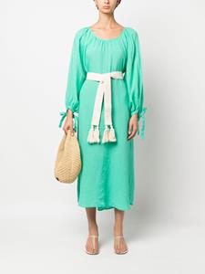 120% Lino Midi-jurk met ceintuur - Groen