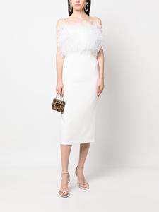 NISSA Midi-jurk met veren afwerking - Wit