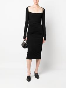 Helmut Lang Midi-jurk met open rug - Zwart