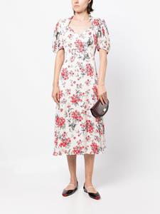 JANE Midi-jurk met bloemenprint - Wit