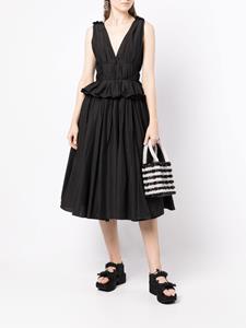 PushBUTTON Midi-jurk met V-hals - Zwart