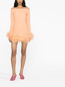 Taller Marmo Mini-jurk met veren afwerking - Oranje