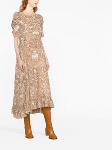 Ulla Johnson Midi-jurk met pofmouwen - Beige