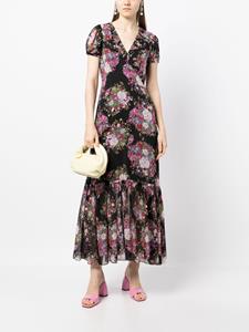 LoveShackFancy Midi-jurk met bloemenprint - Zwart