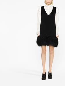 P.A.R.O.S.H. Mini-jurk met lammy afwerking - Zwart
