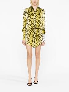 The Attico leopard-patterned shirt dress - Geel