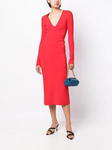 Victoria Beckham Midi-jurk met diepe V-hals - Rood