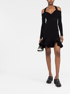 Alexander McQueen Ribgebreide mini-jurk - Zwart