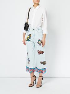 Peter Pilotto embroidered patch cropped jeans - Blauw