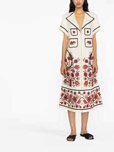 Vita Kin Midi-jurk met borduurwerk - Beige