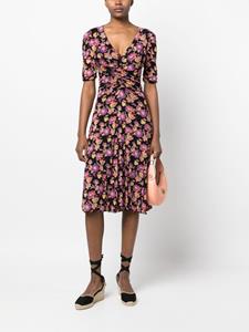 DVF Diane von Furstenberg Midi-jurk met bloemenprint - Zwart