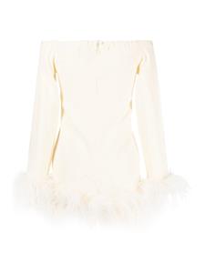 Taller Marmo Mini-jurk met veren afwerking - Wit