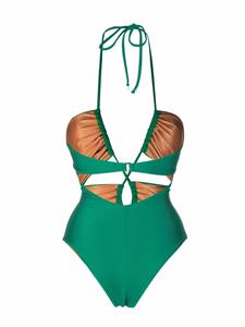 Noire Swimwear Gesmockt badpak - Groen