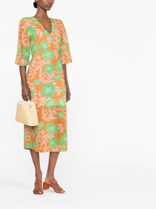 GANNI Midi-jurk met bloemenprint - Oranje
