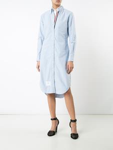Thom Browne Button Down Knee Length Shirt Dress with Grosgrain Placket - Blauw