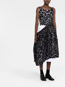 Comme Des Garçons Midi-jurk met bloemenkant - Zwart