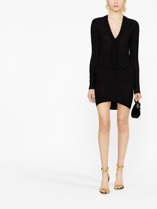 Balmain Midi-jurk met V-hals - Zwart