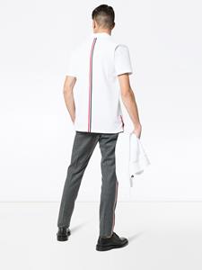 Thom Browne Center-Back Stripe Relaxed Fit Short Sleeve Pique Polo - Wit