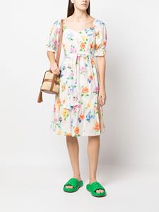 Boutique Moschino Midi-jurk met bloemenprint - Wit