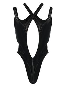 Mugler cut-out high-cut swimsuit - Zwart