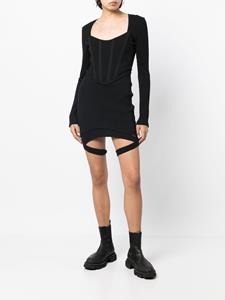 Dion Lee Ribgebreide mini-jurk - Zwart
