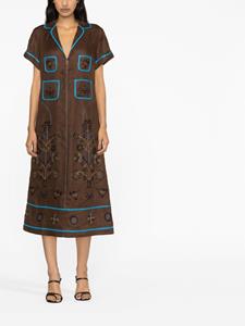 Vita Kin Midi-jurk met borduurwerk - Bruin