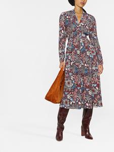 DVF Diane von Furstenberg Midi-jurk met bloemenprint - Rood