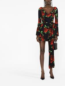 Magda Butrym Midi-jurk met rozenprint - Zwart