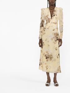 Alessandra Rich Midi-jurk met ceintuur - Beige