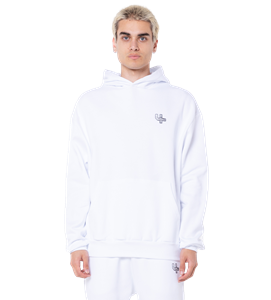 four Outline Logo Hoodie White