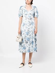 JANE Midi-jurk met bloemenprint - Blauw