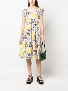 PS Paul Smith Midi-jurk met bloemenprint - Beige