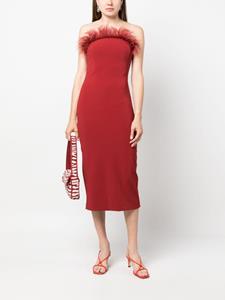 Patrizia Pepe Midi-jurk met veren afwerking - Rood