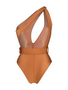 Noire Swimwear Asymmetrisch badpak - Beige