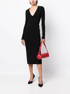 Victoria Beckham Midi-jurk met diepe V-hals - Zwart