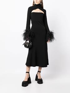 16Arlington Midi-jurk met veren afwerking - Zwart