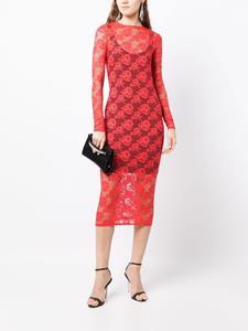 Fleur Du Mal Midi-jurk met bloemenkant - Rood