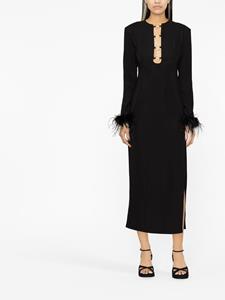 De La Vali Midi-jurk met veren afwerking - Zwart