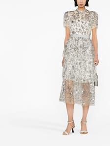 Self-Portrait Midi-jurk met pailletten - Zilver