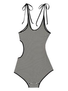 Gucci striped cut-out swimsuit - Zwart