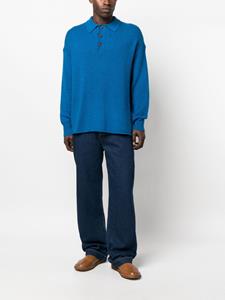 COMMAS knitted long-sleeve polo shirt - Blauw