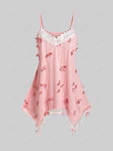 Rosegal Plus Size Lace Panel Butterfly Handkerchief Tank Top