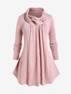 Rosegal Plus Size Textured Cable Knit Twist High Neck Knitwear