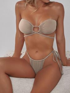 Zaful Milchstraße Bikini Badebekleidung mit Gerippten Rippen