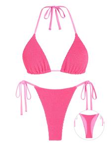 Zaful Falten Strukturierte Halfter Gebundenes Bikini Badebekleidung