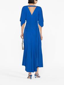 Victoria Beckham draped-sleeve midi dress - Blauw