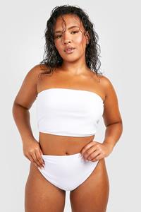 Boohoo Plus Essentials Longline Bandeau Bikini Top, White
