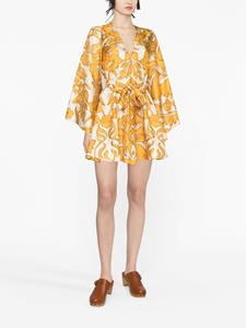 La DoubleJ Mini Magnifico floral-print flared dress - Beige