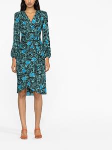 DVF Diane von Furstenberg Midi-jurk met tulpprint - Zwart