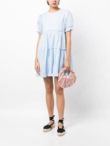 Tout a coup tiered short-sleeved flared dress - Blauw